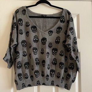 Torrid 1 Grey Black Skull Sweater